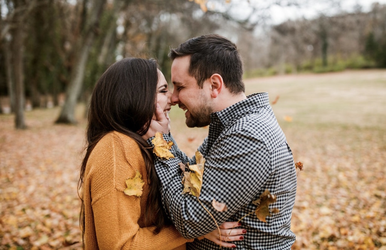 Christina and Luke in Leaves