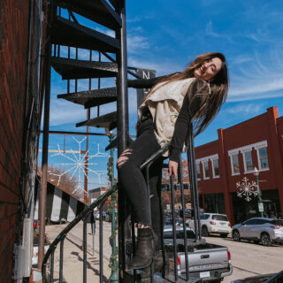 Christina on Spiral Staircase